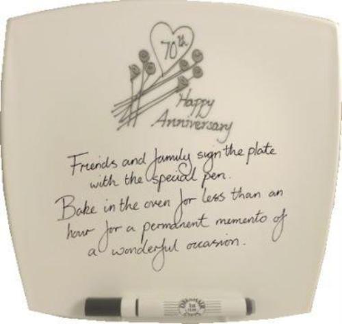 70th Wedding Anniversary Signature Plate: (Flower/Sq)