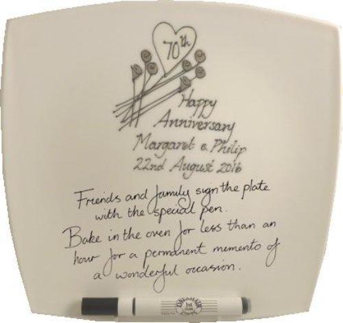 Personalised 70th Wedding Anniversary Plate Square Flower