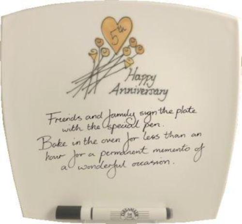 5th Wedding Anniversary Signature Plate: (Flower/Sq)