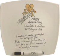 Personalised 5th Wedding Anniversary Plate: (Flower/Sq) Signature