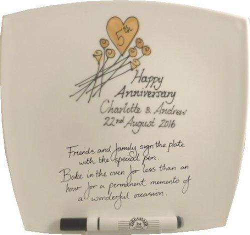 Personalised 5th Wedding Anniversary Plate Square Flower