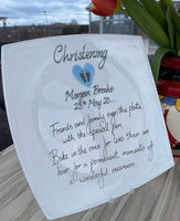 Christening Day Gift Signature Plate: Square (Blue Heart)