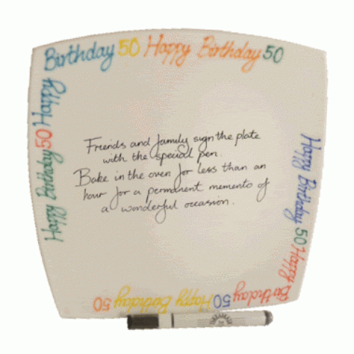 50th Birthday Gift Square Plate Brights