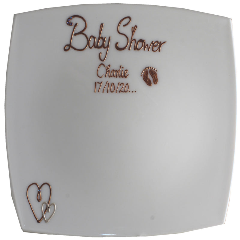 Baby Shower Gift Signing Plate: Copper with Crystals