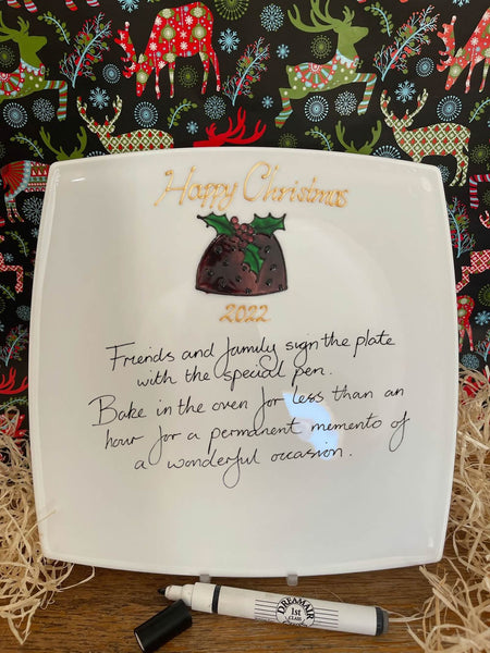 Xmas Pudding Gift Signature Plate: Sq