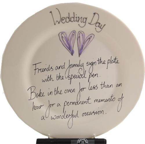 Wedding Day Plate Round (Silver/Lilac Hearts)