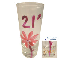 Personalised 21st Birthday Shot Glass: Flower