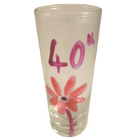 40th Birthday Gift Shot Glass: Flower
