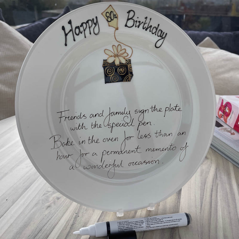 80th Birthday Plate Round (Box)