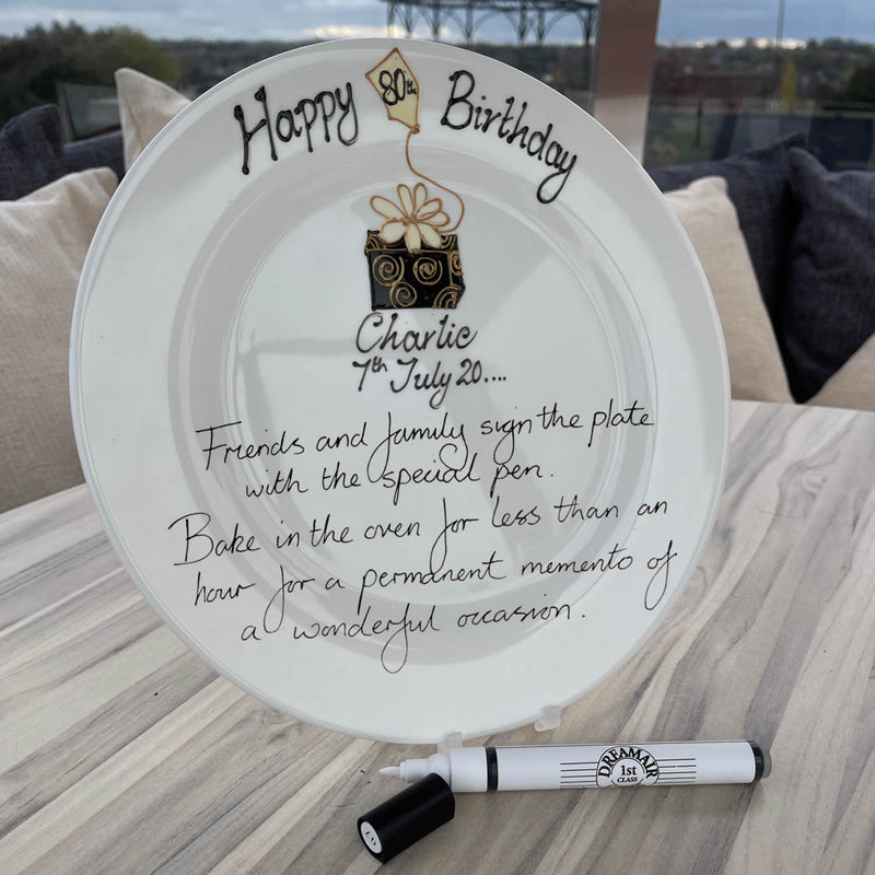 Personalised 80th Birthday Plate Round (Box)