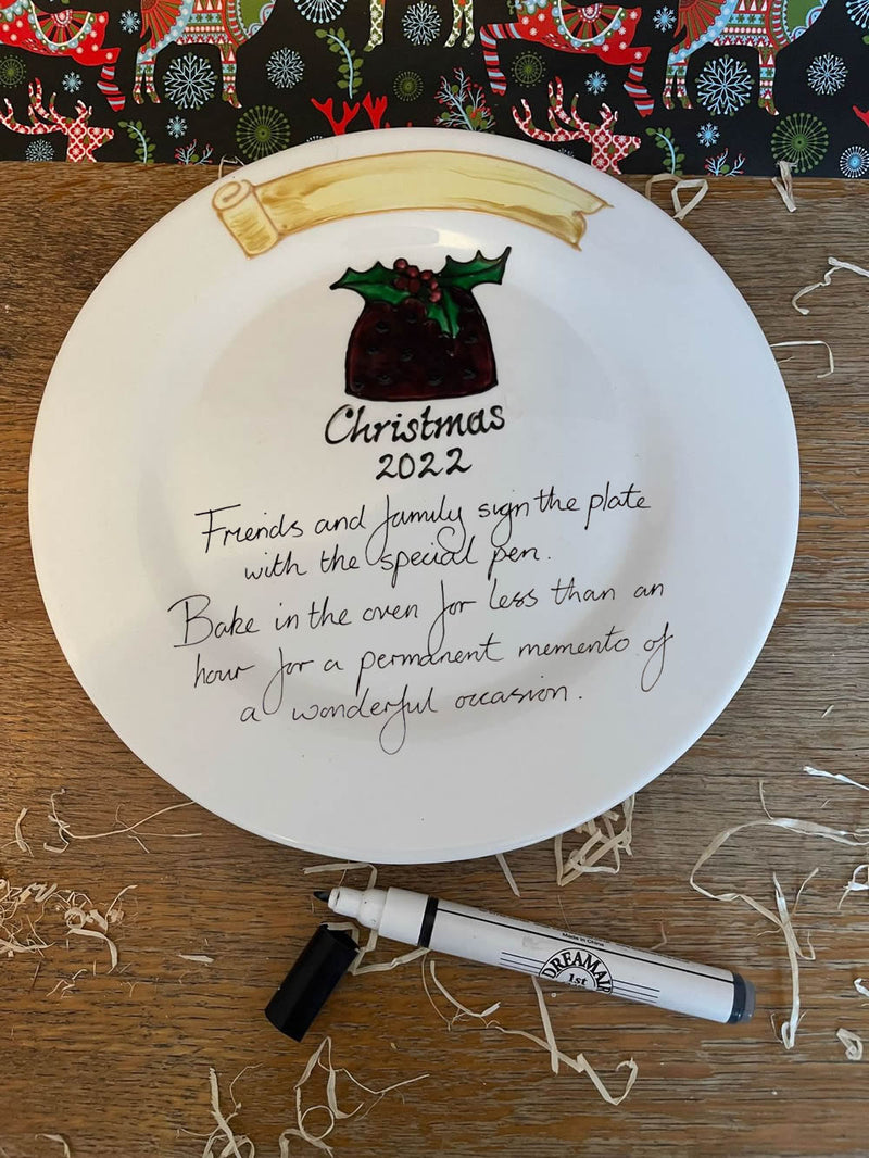 Xmas Pudding Gift Signature Plate: Round