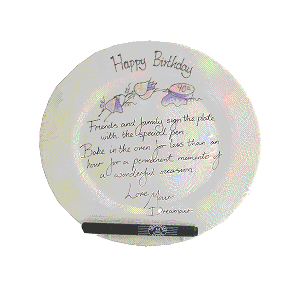 90th Birthday Plate Round Sweet Pea