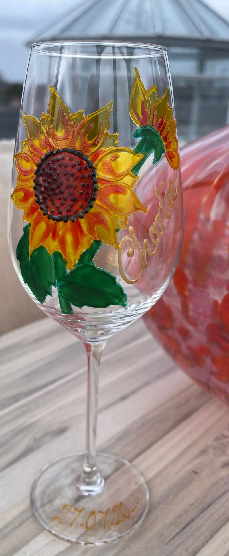Personalised Sunflower Wine Glass