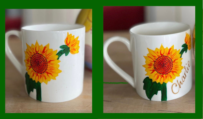Personalised Sunflower Hand Painted 1 Pint Mug