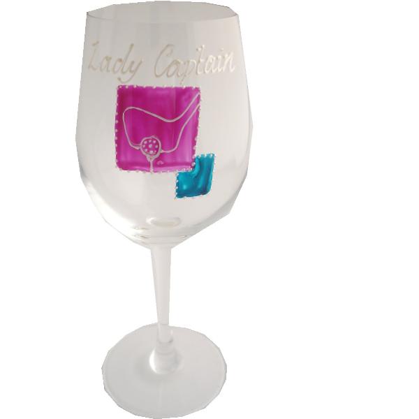 Lady Captain Wine Glass (Mag/Teal) 