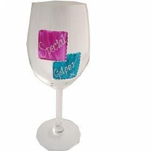 Special Golfer Wine Glass (Mag/Teal)