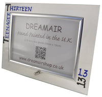 13th Birthday Gift photo frame frame: Landscape (Blk/Blue)