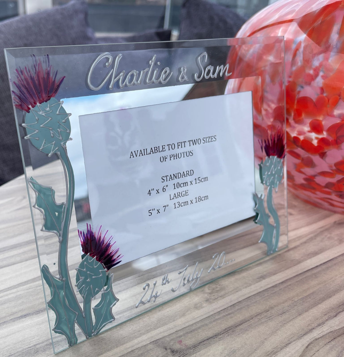 Personalised Thistle landscape picture frames 2 sizes 6"x4" or 7"x5"