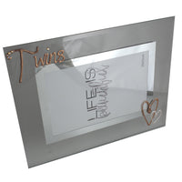 Twins Gift Photo Frame Landscape: Copper with crystals