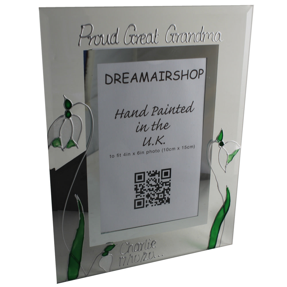Personalised Proud Great Grandma Gift  Frame: Portrait (Snowdrop)