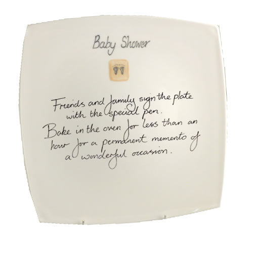 Baby Shower Gift Signing Plate: Cream (Sq)