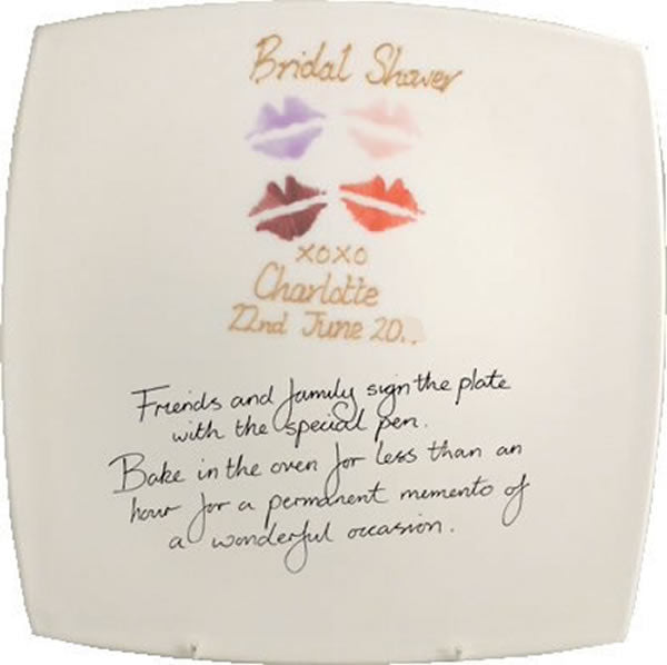 Personalised Bridal Shower Square Plate (Lips)