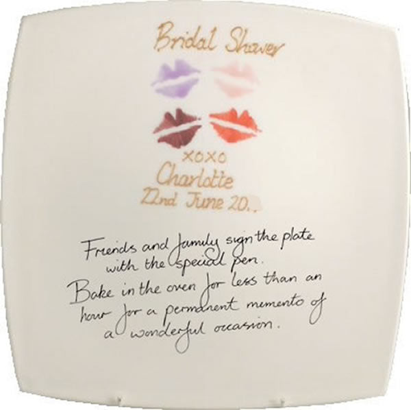 Bridal Shower Gift Signature Plate: Square (Lips)