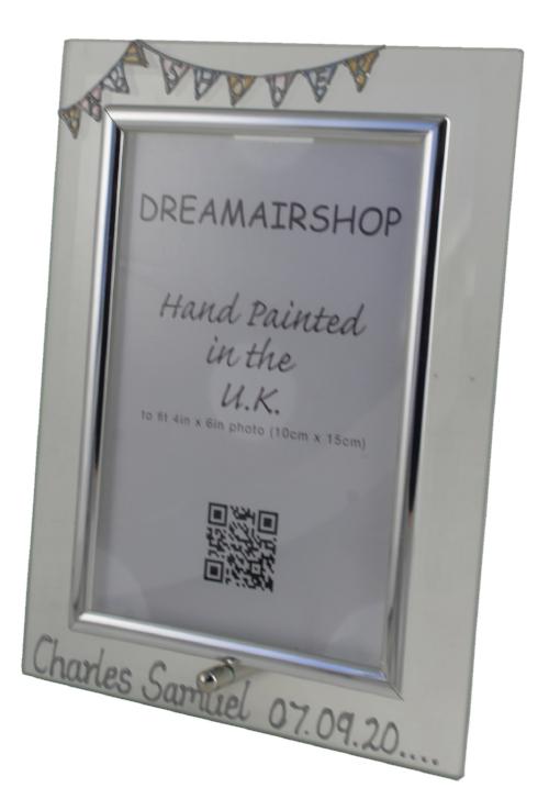 Baby Shower Gift Photo Frame: Portrait (Bunting)