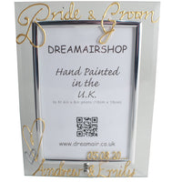 Personalised Bride & Groom Photo: Frame Portrait (Gold) with crystals