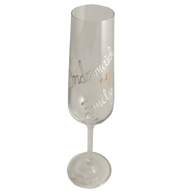 Bridesmaid Gift Champagne Flute Glass: Pearl with Titanium Crystal