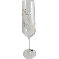 Personalised Maid of Honour Glass: Fluted Titanium Crystal Champagne/Flute Glass Pearl with crystals