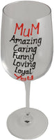 Mum Gift Wine Drinking Glass: (Black/Red)