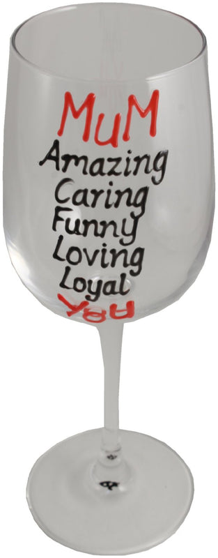 Mum Gift Wine Drinking Glass: (Black/Red)