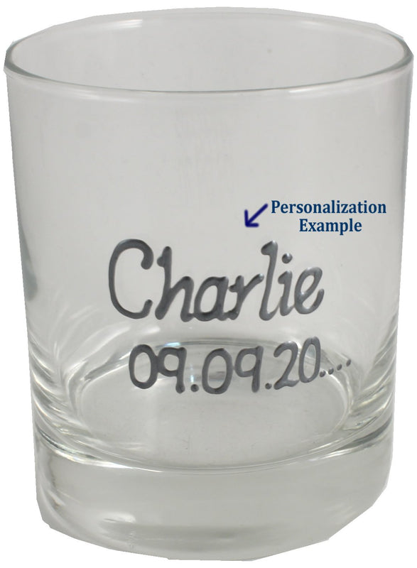85th Birthday Gift Whisky Glass: (Grey Sq)