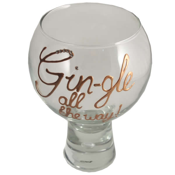 Gin and Tonic Gift Glass Copper with crystals Gin-gle all the way 