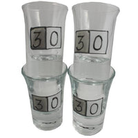 30th Birthday Gift Shot Glasses: (Set 4)