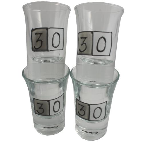 30th Birthday Gift Shot Glasses: (Set 4)