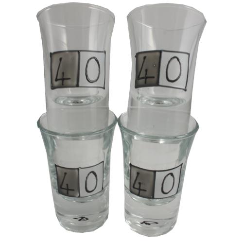 40th Birthday Gift Shot Glasses: (Set 4)