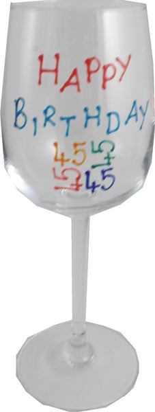 45th Birthday Gift Wine Glass: (Brights)