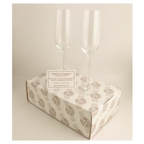 Personalised 55th Wedding Anniversary Glasses: (Flower) Champagne
