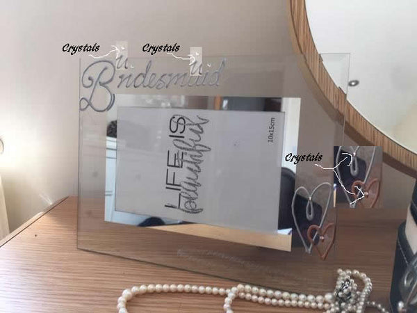 Bridesmaid Design Gift Photo Frame: Land (Silver) with Crystals