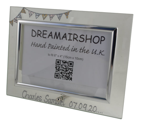 Baby Shower Gift Photo Frame: Landscape (Bunting)