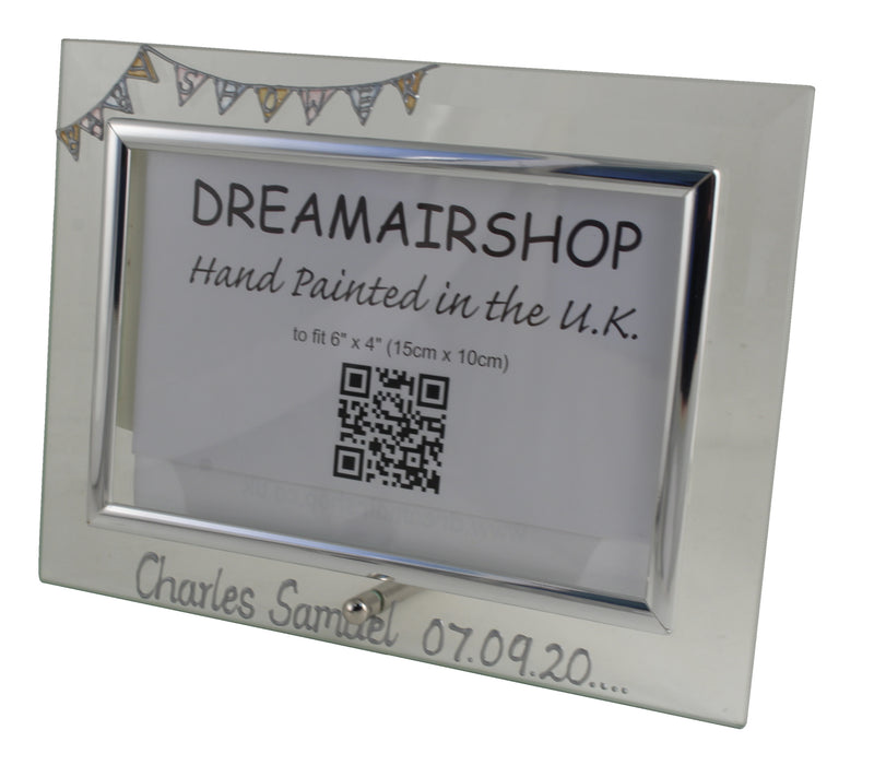 Baby Shower Gift Photo Frame: Landscape (Bunting)