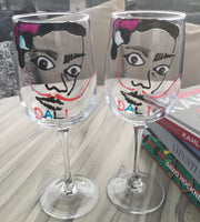 Salvador Dali Luxury Wine Glass: with Crystals x2