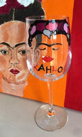 Frida Kahlo Luxury Wine Glass: with Crystals (Face) x 2