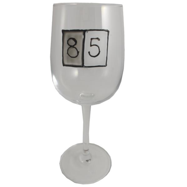 85th Birthday Wine Glass Grey Sq