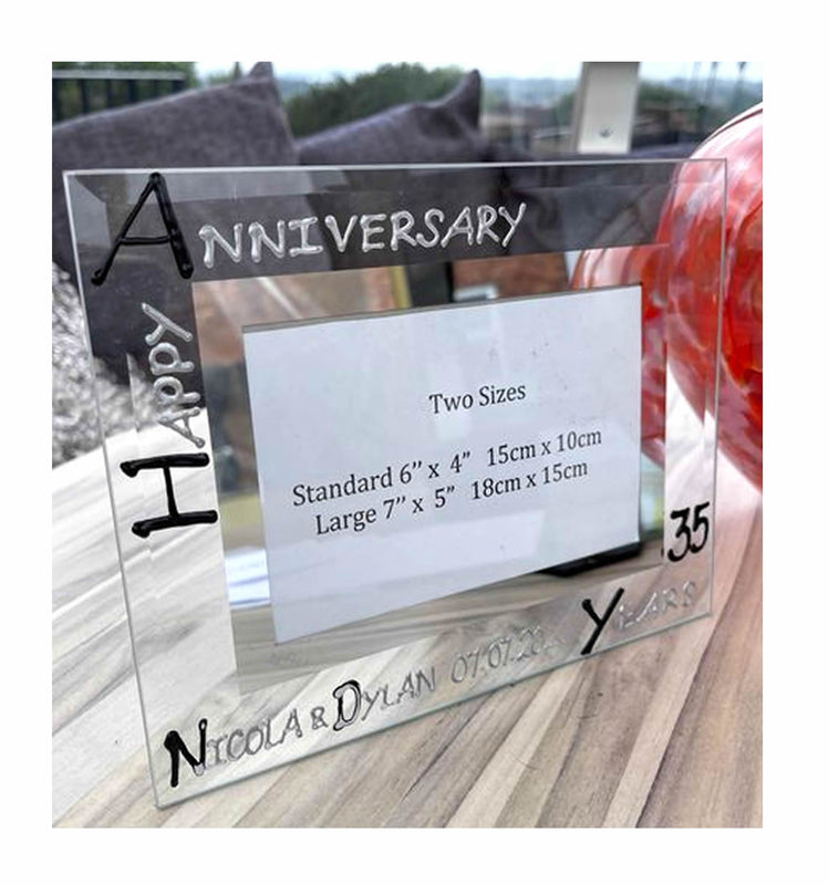 Personalised 35th Wedding Anniversary Photo: Frame Landscape (Blk/Sil)