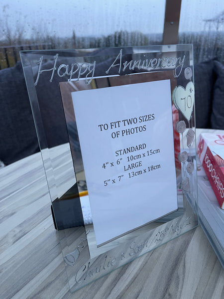 70th Wedding Anniversary Gift Photo: Frame Portrait (Flower)