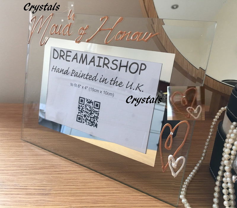 Personalised Maid of Honour Photo: Frame Land (Copper) with  Crystals