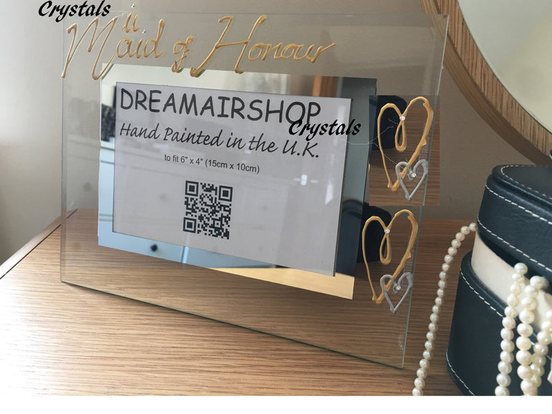 Personalised Maid of Honour Photo: Frame Land (Gold) with Crystals